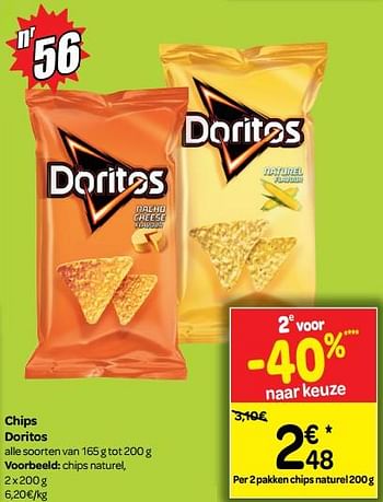 Promoties Chips naturel - Doritos - Geldig van 18/07/2018 tot 30/07/2018 bij Carrefour