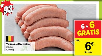 Promoties Varkens-kalfsworsten - Huismerk - Carrefour  - Geldig van 18/07/2018 tot 23/07/2018 bij Carrefour