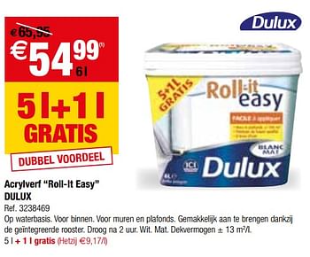 Promoties Acrylverf roll-it easy dulux - Dulux - Geldig van 25/07/2018 tot 06/08/2018 bij Brico