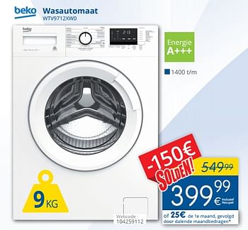 Promoties Beko wasautomaat wtv9712xw0 - Beko - Geldig van 11/07/2018 tot 31/07/2018 bij Eldi