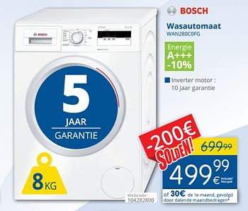 Promotions Bosch wasautomaat wan280c0fg - Bosch - Valide de 11/07/2018 à 31/07/2018 chez Eldi