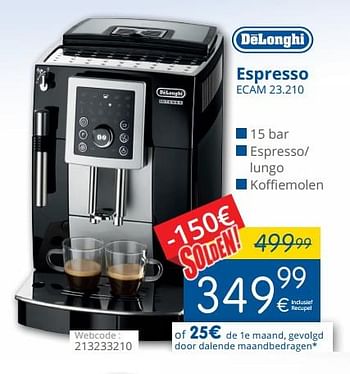 Promoties Delonghi espresso ecam 23.210 - Delonghi - Geldig van 11/07/2018 tot 31/07/2018 bij Eldi