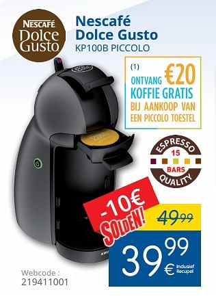 Promoties Krups nescafé dolce gusto kp100b piccolo - Krups - Geldig van 11/07/2018 tot 31/07/2018 bij Eldi