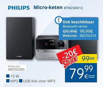 Promoties Philips micro-keten btm2300-12 - Philips - Geldig van 11/07/2018 tot 31/07/2018 bij Eldi