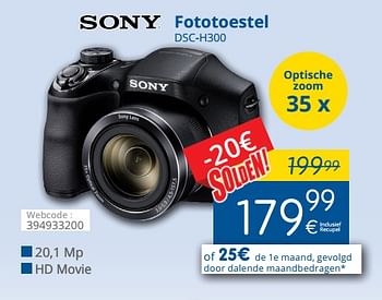 Promoties Sony fototoestel dsc-h300 - Sony - Geldig van 11/07/2018 tot 31/07/2018 bij Eldi