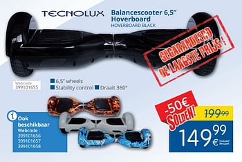 Promotions Tecnolux balancescooter hoverboard hoverboard black - Tecnolux - Valide de 11/07/2018 à 31/07/2018 chez Eldi