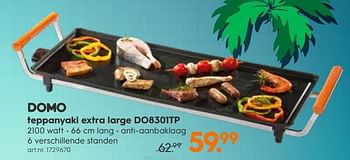 Promoties Domo teppanyaki extra large do8301tp - Domo elektro - Geldig van 16/07/2018 tot 31/07/2018 bij Blokker