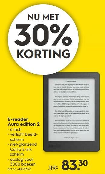 Promoties E-reader aura edition 2 - Kobo - Geldig van 16/07/2018 tot 31/07/2018 bij Blokker