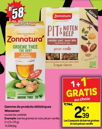Promotions Gamme de produits diététiques wessanen - Zonnatura - Valide de 18/07/2018 à 30/07/2018 chez Carrefour