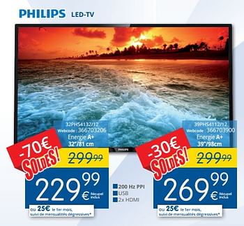Promotions Philips led-tv 32phs4132-12 - Philips - Valide de 11/07/2018 à 31/07/2018 chez Eldi