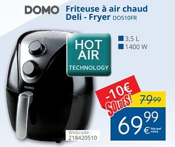 Promoties Domo friteuse à air chaud deli - fryer do510fr - Domo elektro - Geldig van 11/07/2018 tot 31/07/2018 bij Eldi