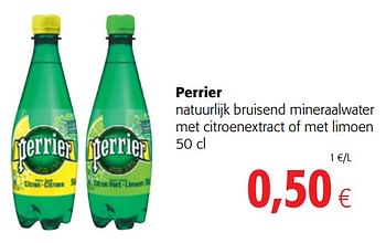 Promoties Perrier natuurlijk bruisend mineraalwater met citroenextract of met limoen - Perrier - Geldig van 18/07/2018 tot 31/07/2018 bij Colruyt