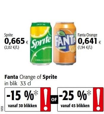 Promoties Fanta orange of sprite - Huismerk - Colruyt - Geldig van 18/07/2018 tot 31/07/2018 bij Colruyt