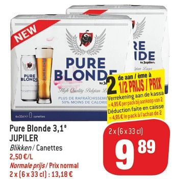 Promotions Pure blonde 3,1° jupiler - Jupiler - Valide de 18/07/2018 à 24/07/2018 chez Match