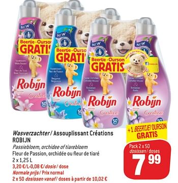 Promoties Wasverzachter- assouplissant créations robijn - Robijn - Geldig van 18/07/2018 tot 24/07/2018 bij Match