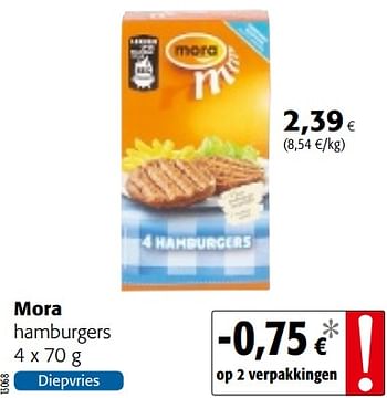 Promoties Mora hamburgers - Mora - Geldig van 18/07/2018 tot 31/07/2018 bij Colruyt
