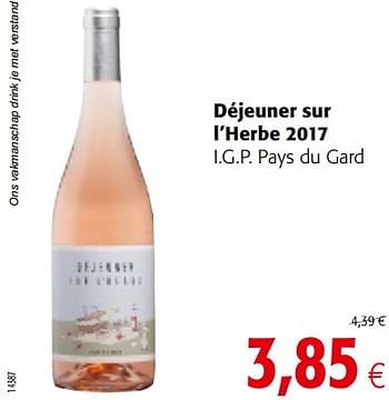 Promoties Déjeuner sur l`herbe 2017 i.g.p. pays du gard - Rosé wijnen - Geldig van 18/07/2018 tot 31/07/2018 bij Colruyt