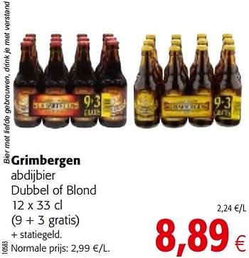 Promoties Grimbergen abdijbier dubbel of blond - Grimbergen - Geldig van 18/07/2018 tot 31/07/2018 bij Colruyt