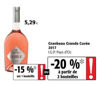 Promotions Granbeau grande cuvée 2017 i.g.p. pays d`oc - Vins rosé - Valide de 18/07/2018 à 31/07/2018 chez Colruyt