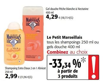 Promotions Le petit marseillais tous les shampoings ou gels douche - Le Petit Marseillais - Valide de 18/07/2018 à 31/07/2018 chez Colruyt