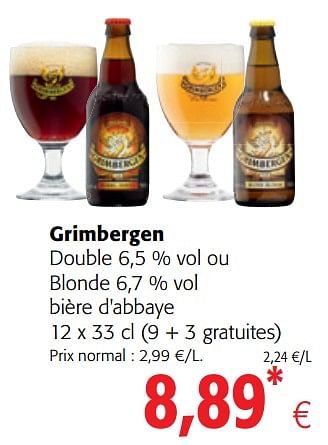 Promotions Grimbergen double ou blonde bière d`abbaye - Grimbergen - Valide de 18/07/2018 à 31/07/2018 chez Colruyt