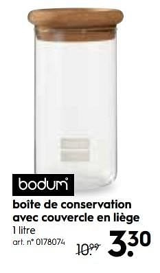 Promotions Boîte de conservation avec couvercle en liège - Bodum - Valide de 16/07/2018 à 31/07/2018 chez Blokker