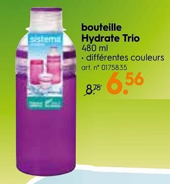 Promotions Bouteille hydrate trio - Sistema - Valide de 16/07/2018 à 31/07/2018 chez Blokker