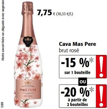 Promotions Cava mas pere brut rosé - Mousseux - Valide de 18/07/2018 à 31/07/2018 chez Colruyt