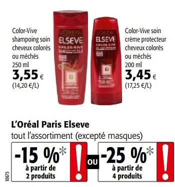 Promotions L`oréal paris elseve tout l`assortiment - L'Oreal Paris - Valide de 18/07/2018 à 31/07/2018 chez Colruyt