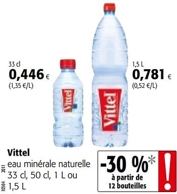 Promotions Vittel eau minérale naturelle - Vittel - Valide de 18/07/2018 à 31/07/2018 chez Colruyt