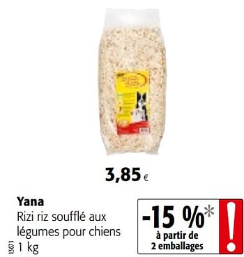 Promotions Yana rizi riz soufflé aux légumes pour chiens - Yana - Valide de 18/07/2018 à 31/07/2018 chez Colruyt