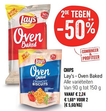 Promoties Chips lay`s - oven baked - Lay's - Geldig van 19/07/2018 tot 25/07/2018 bij Delhaize