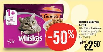 Promoties Complete menu voor katten - Whiskas - Geldig van 19/07/2018 tot 25/07/2018 bij Delhaize