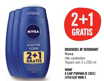 Promoties Douchegel of deodorant nivea - Nivea - Geldig van 19/07/2018 tot 25/07/2018 bij Delhaize