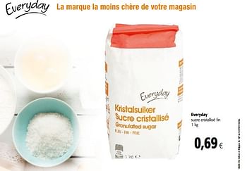 Promotions Everyday sucre cristallisé fin - Everyday - Valide de 18/07/2018 à 31/07/2018 chez Colruyt