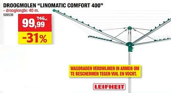 Promoties Droogmolens linomatic comfort 400 - Leifheit - Geldig van 18/07/2018 tot 29/07/2018 bij Hubo