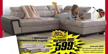 Promoties Hoeksalon edge - Huismerk - Seats and Sofas - Geldig van 22/07/2018 tot 28/07/2018 bij Seats and Sofas