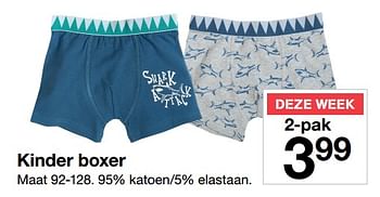 Promoties Kinder boxer - Huismerk - Zeeman  - Geldig van 21/07/2018 tot 28/07/2018 bij Zeeman
