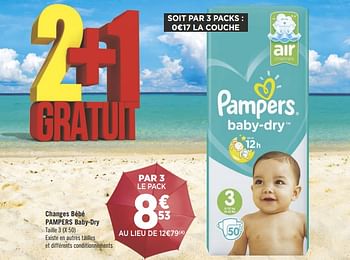Promoties Changes bébé pampers baby-dry - Pampers - Geldig van 17/07/2018 tot 29/07/2018 bij Géant Casino