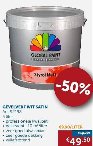 Promoties Gevelverf wit satin - Global Paint - Geldig van 24/07/2018 tot 20/08/2018 bij Zelfbouwmarkt