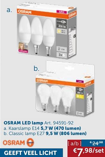 Promoties Osram led lamp - Osram - Geldig van 24/07/2018 tot 20/08/2018 bij Zelfbouwmarkt