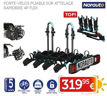 Promotions Porte-vélos pliable sur attelage rapidbike 4p flex - Norauto - Valide de 18/07/2018 à 15/08/2018 chez Auto 5