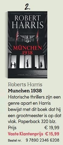 Promotions Munchen 1938, robert harris - Huismerk - BookSpot - Valide de 25/06/2018 à 02/09/2018 chez BookSpot