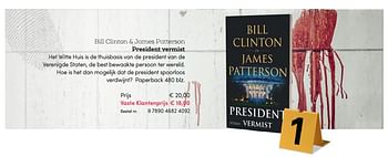 Promoties President vermist, bill clinton + james patterson - Huismerk - BookSpot - Geldig van 25/06/2018 tot 02/09/2018 bij BookSpot