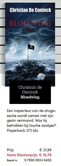 Promoties Bloedvlad, christian de coninck - Huismerk - BookSpot - Geldig van 25/06/2018 tot 02/09/2018 bij BookSpot