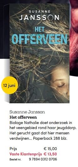 Promoties Het offerveen, susanne jansson - Huismerk - BookSpot - Geldig van 25/06/2018 tot 02/09/2018 bij BookSpot