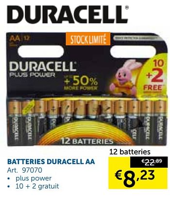 Promotions Batteries duracell aa - Duracell - Valide de 24/07/2018 à 20/08/2018 chez Zelfbouwmarkt