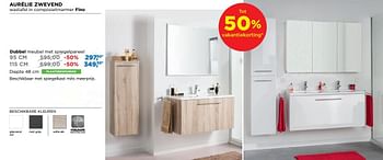 Promoties Aurelie badkamermeubelen zwevend dubbel meubel met spiegelpaneel - Linie - Geldig van 01/08/2018 tot 02/09/2018 bij X2O