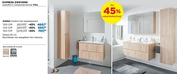 Promoties Express badkamermeubelen zwevend dubbel meubel met spiegelpaneel - Linie - Geldig van 01/08/2018 tot 02/09/2018 bij X2O