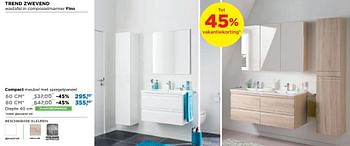 Promoties Trend badkamermeubelen zwevend compact meubel met spiegelpaneel - Linie - Geldig van 01/08/2018 tot 02/09/2018 bij X2O